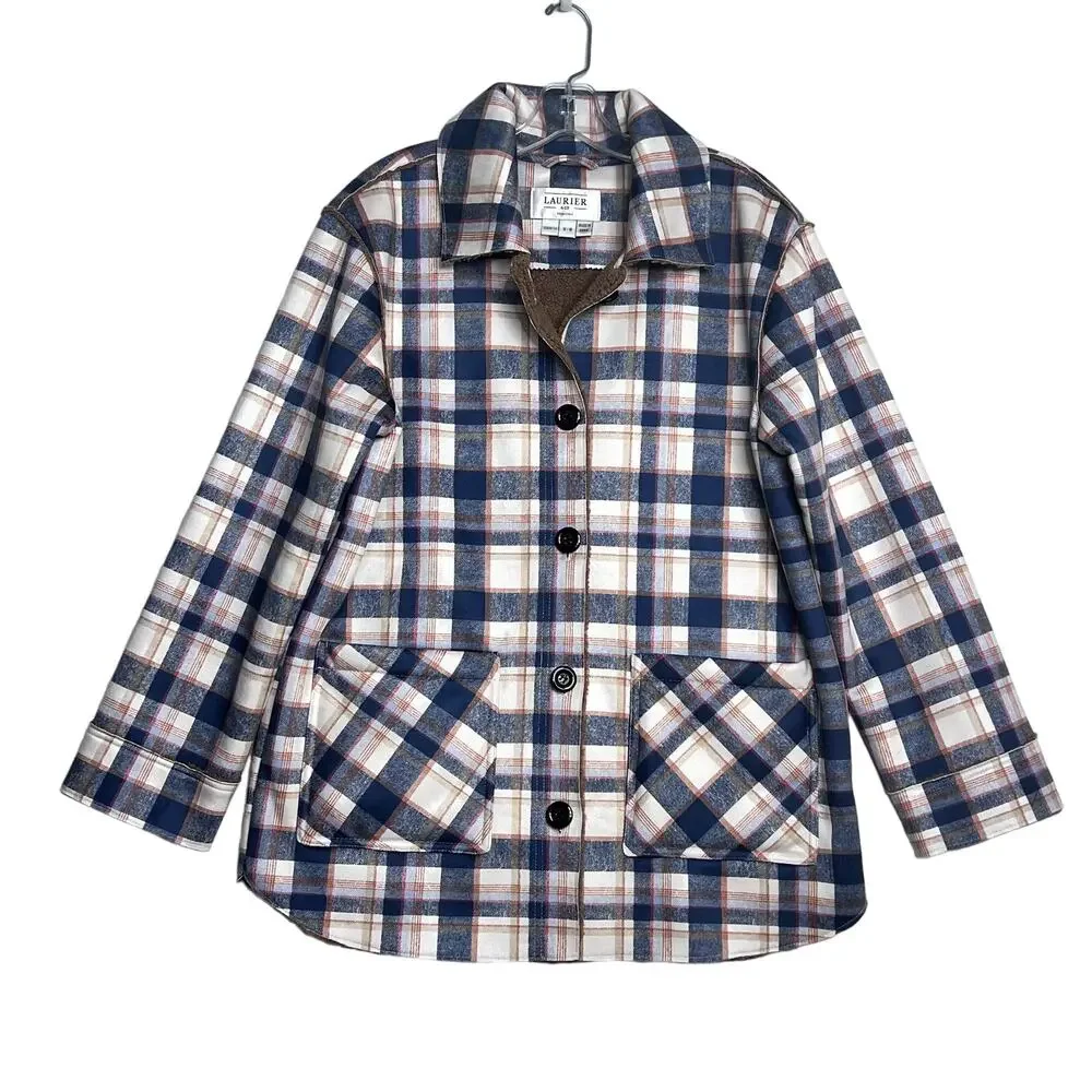 Laurier & Co Mid Length Barn Jacket Collar Ever Plaid Womens Medium